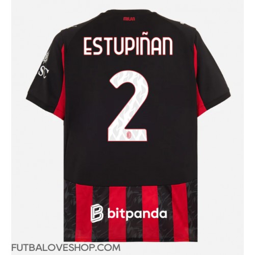 Dres AC Milan Pervis Estupinan #2 Domáci 2025-26 Krátky Rukáv